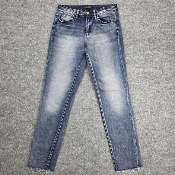 Judy Blue Denim - Judy Blue Jeans Womens 5 27 Blue Relaxed Fit Distressed High Rise Raw Hem Denim